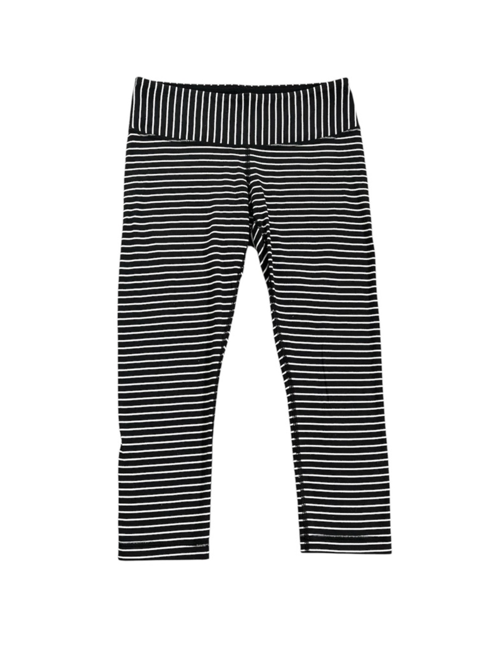 Lululemon Wunder Under 21” Cropped Black/White Striped Athletic Leggings Size 6